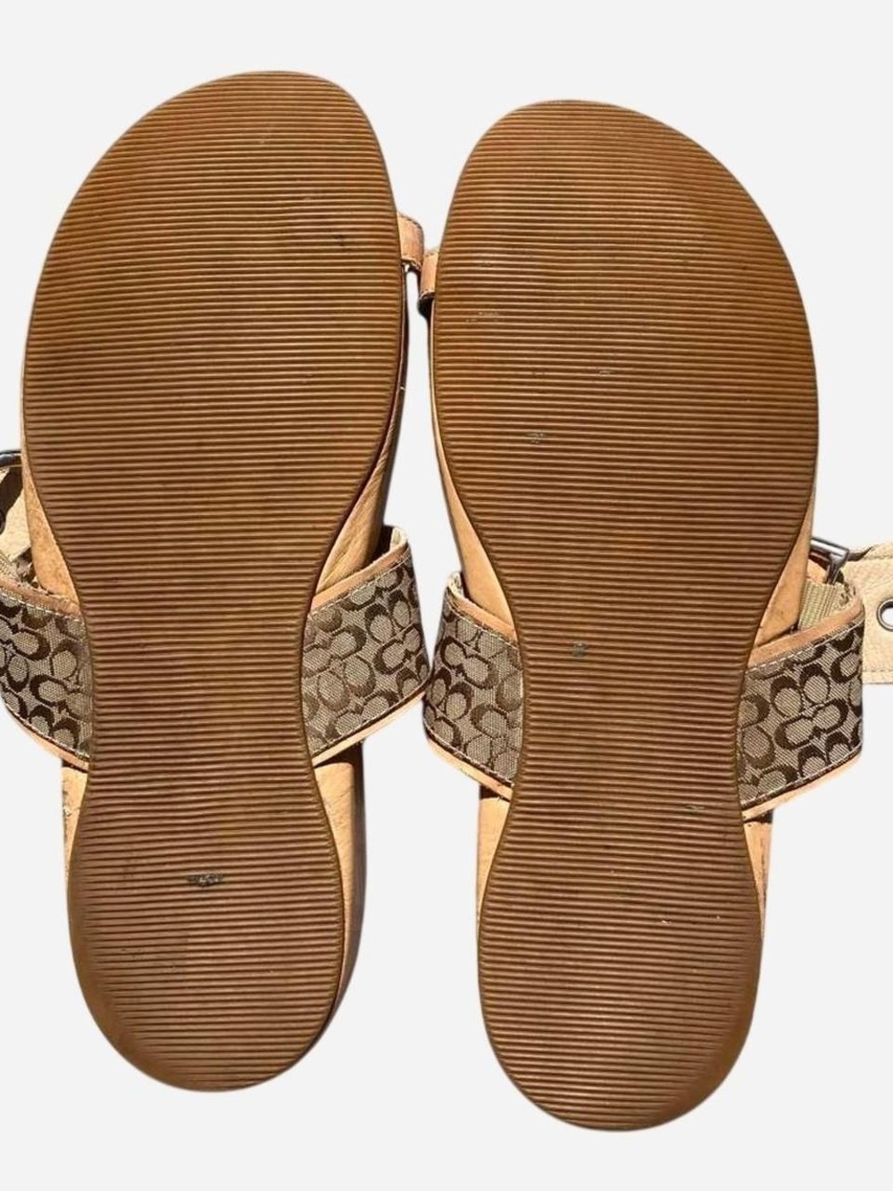 Coach Monogram Canvas Strap Slide Sandals - Tan - Picture 2 of 8